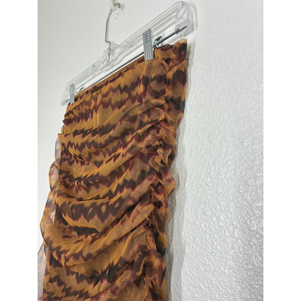 Zara Mesh Skirt XS Brown Ruched Strapless Body Party Boho - Picture 10 of 16